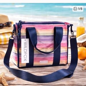 Wildfox Multicolor Striped Tote with Navy Accents